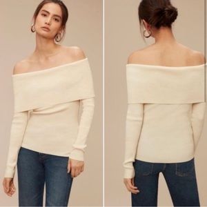 Aritzia Wilfred Croquis Cream off the Shoulder Sweater - like new!